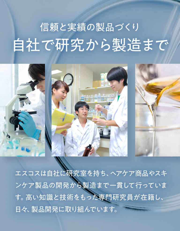 信頼と実績の製品づくり.自社で研究から製造まで